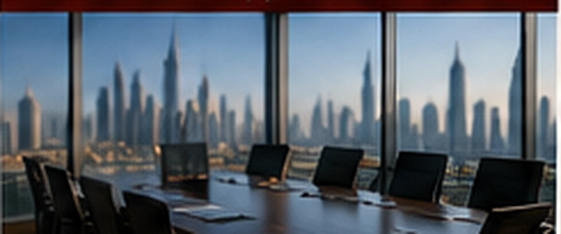 Dubai business district with a calm private strategy discussion